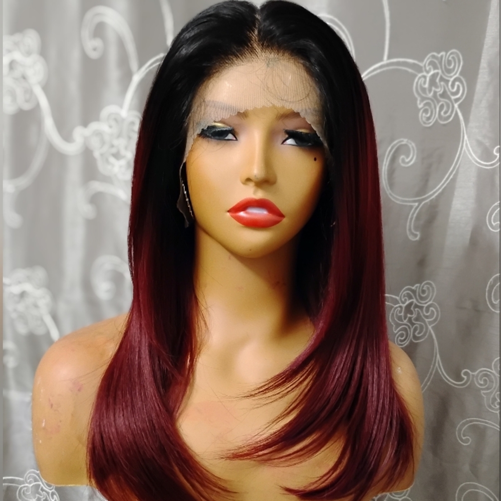 Elegant Burgundy Ombre Wig